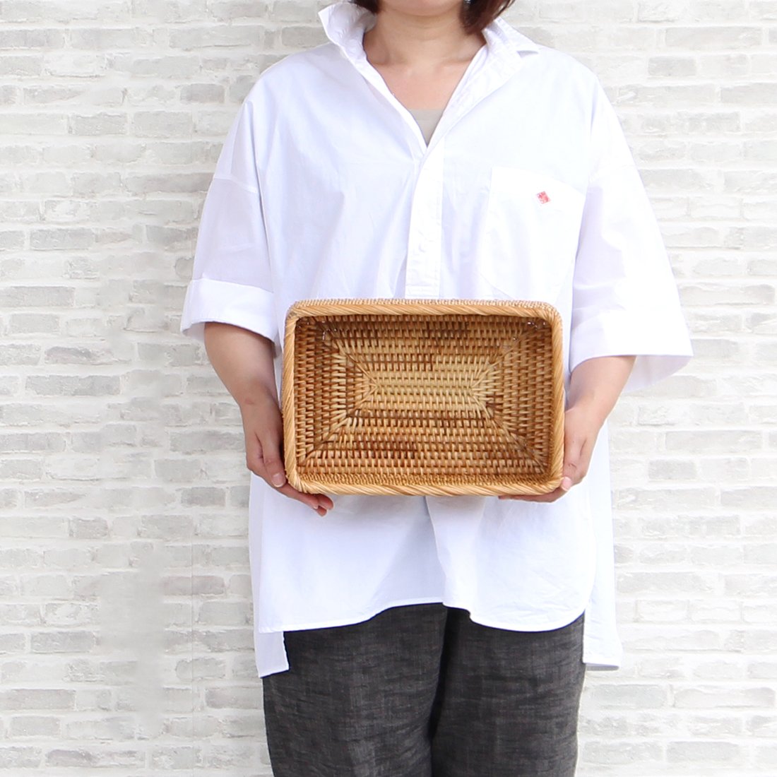 Amazon.co.jp: ベトナムラタン製 アジアン 収納バスケットケース S